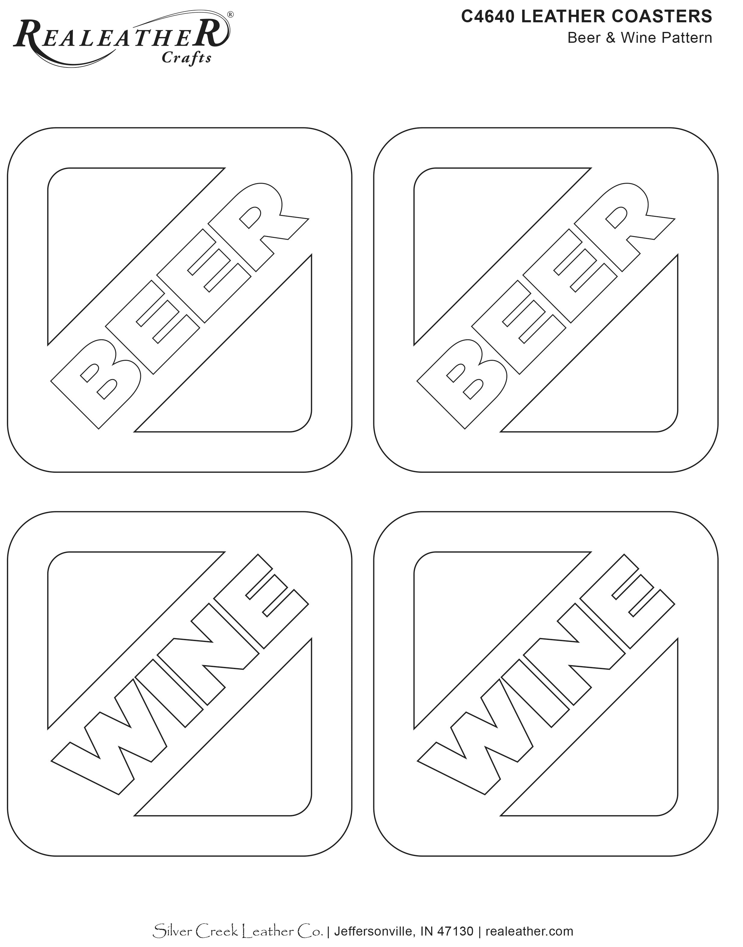 Beer Wine Coffee Tea Coaster Patterns from Realeather