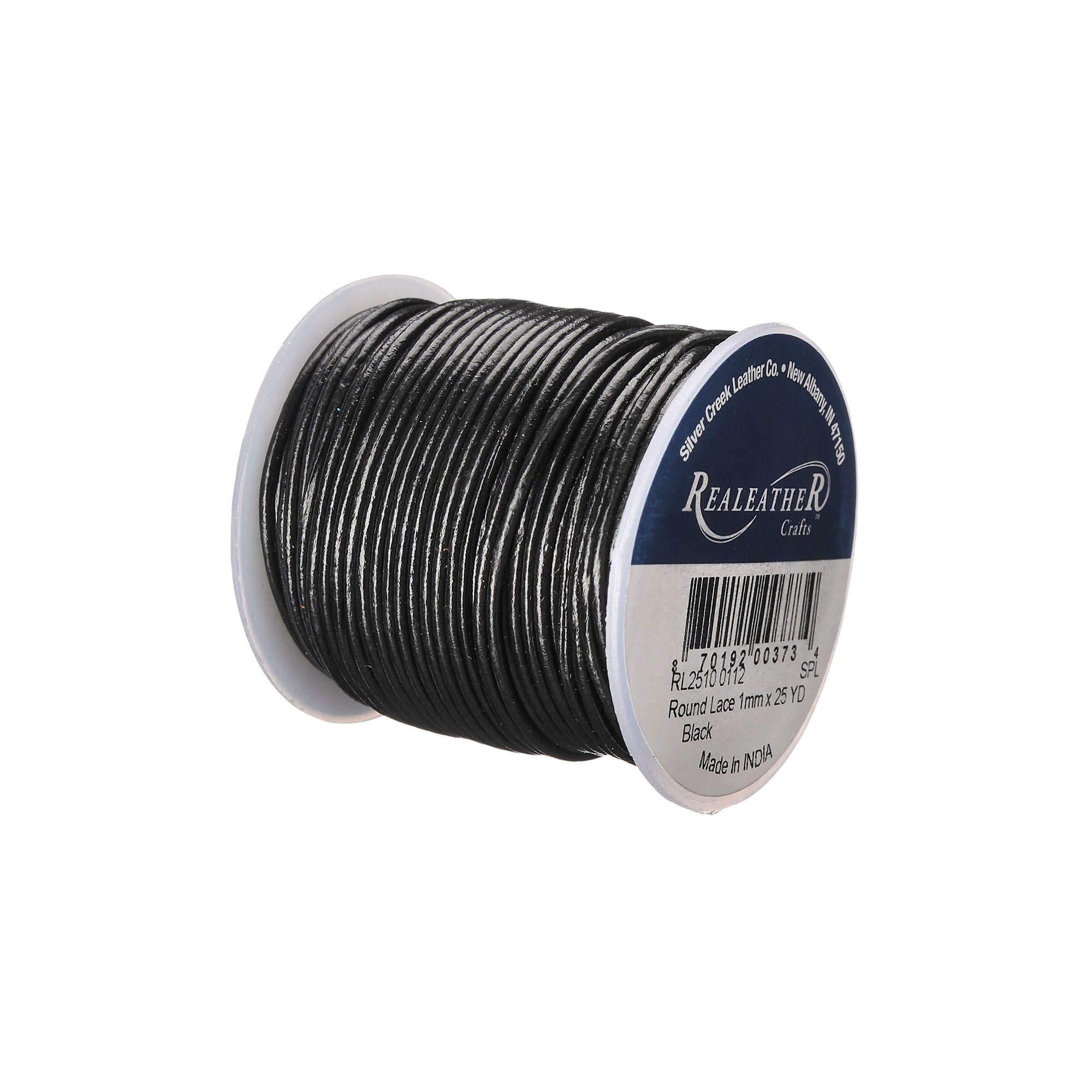 Round Lace Spool, 1 mm x 25 yd, Black