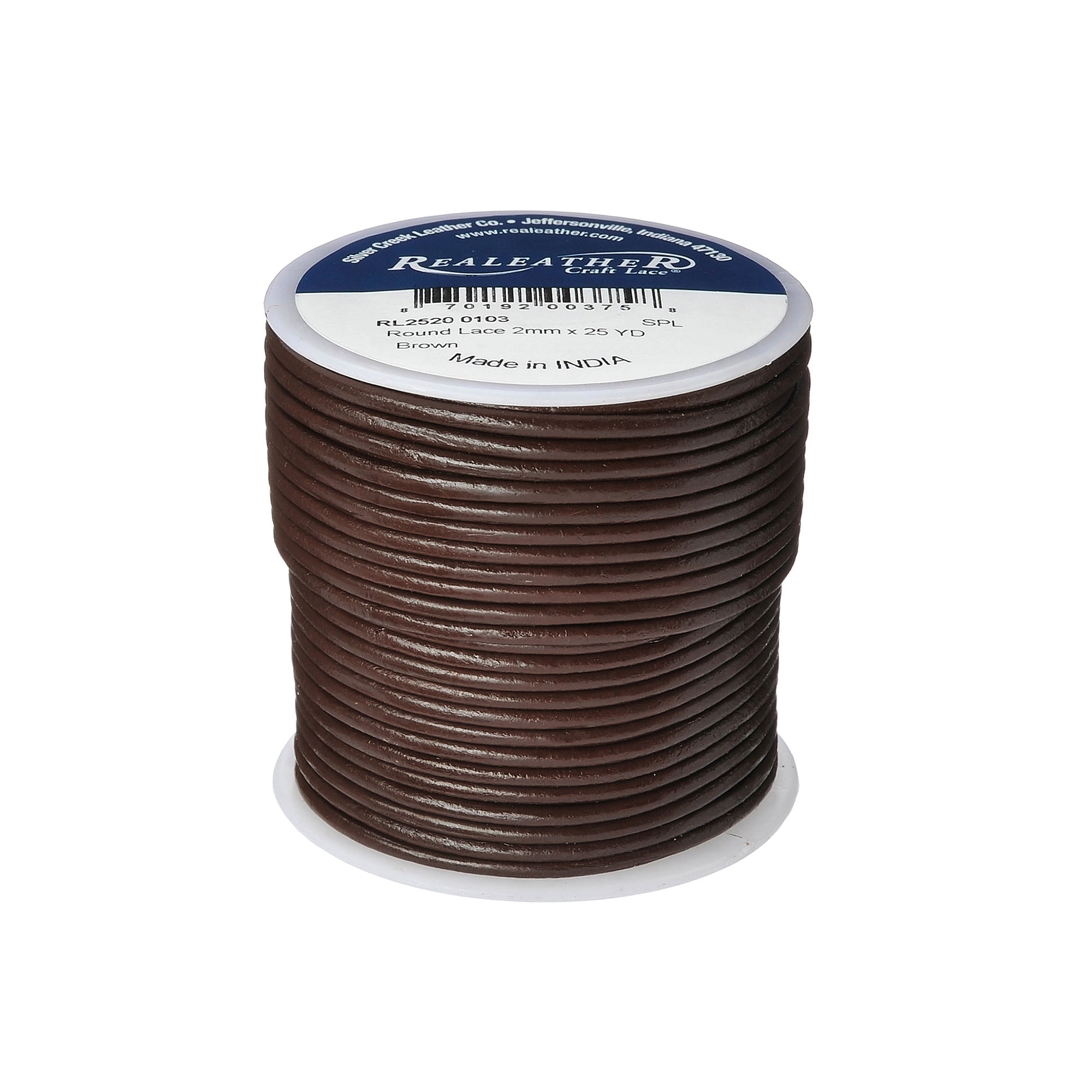 Round Lace Spool, 2 mm x 25 yd, Brown