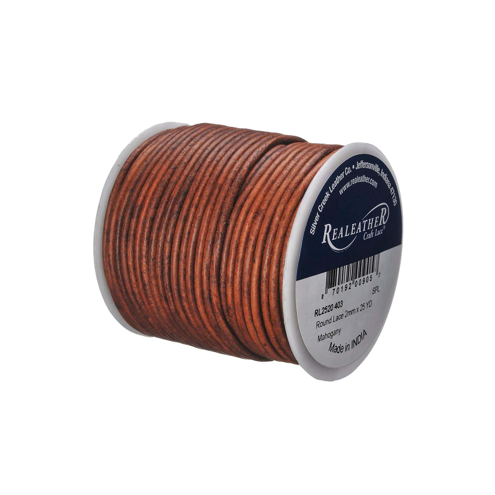 Round Lace Spool, 2 mm x 25 yd. Mahogany