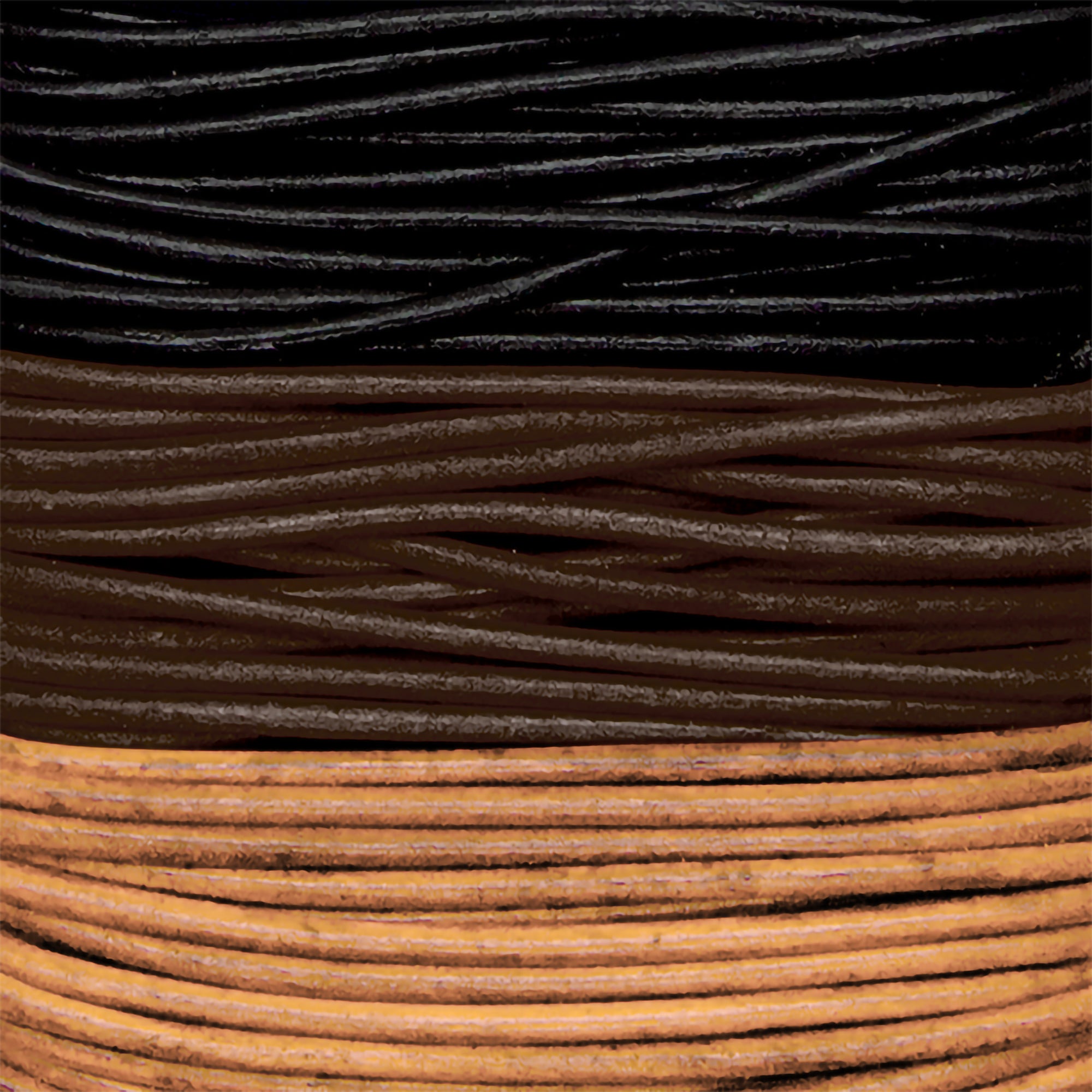 Round Lace Combo Card, 2 mm x 8 yd, Black/Brown/Natural