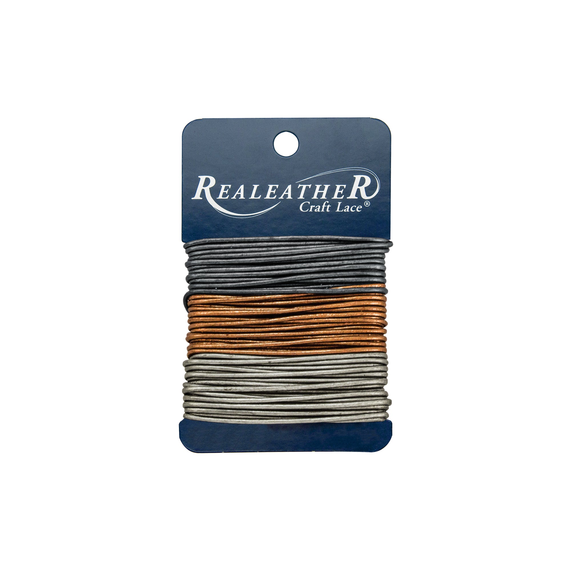 Round Lace Combo Card, 1.5 mm x 8 yd, Onyx/Bronze/Pewter