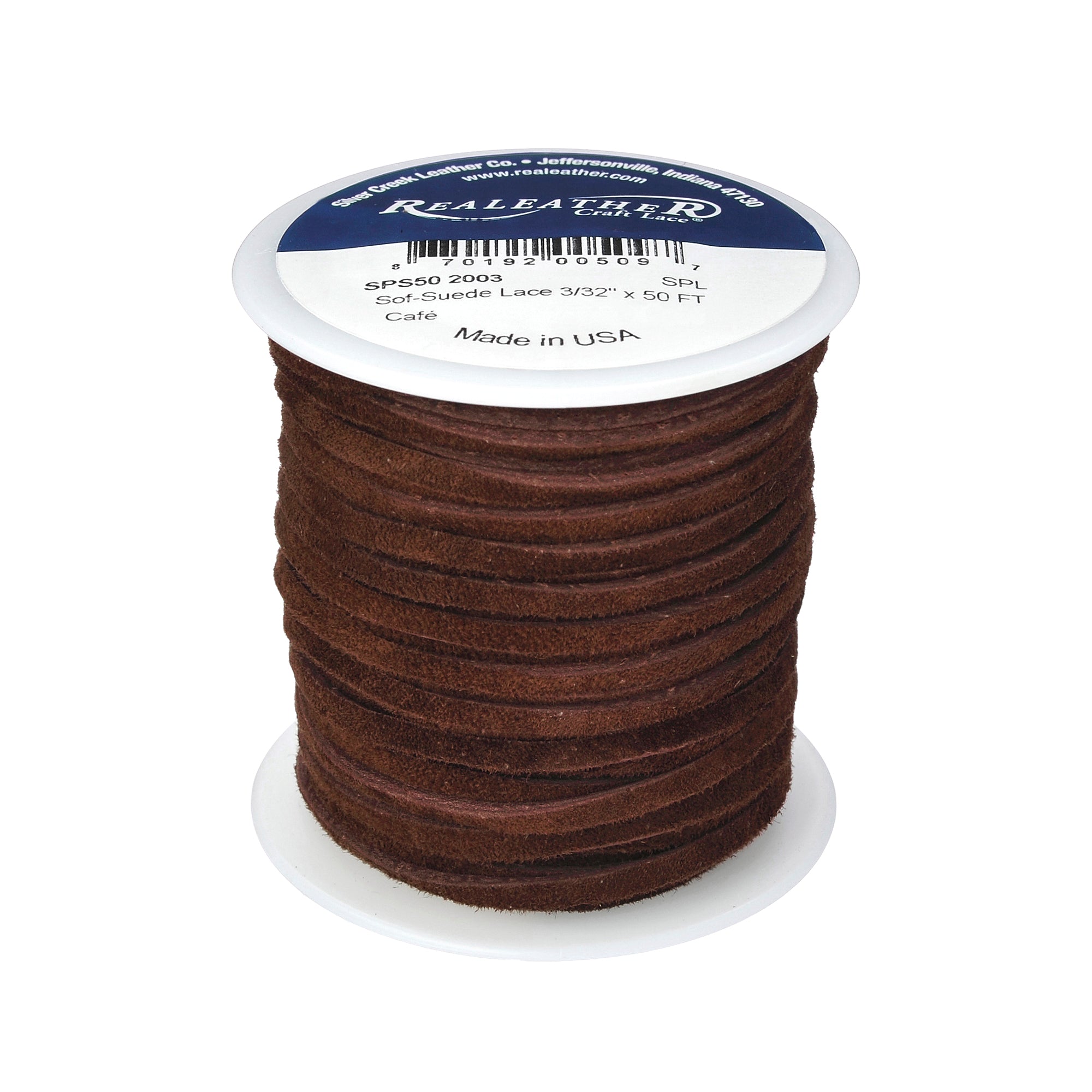 Sof-Suede Lace Spool, 3/32" x 50 ft, Chocolate