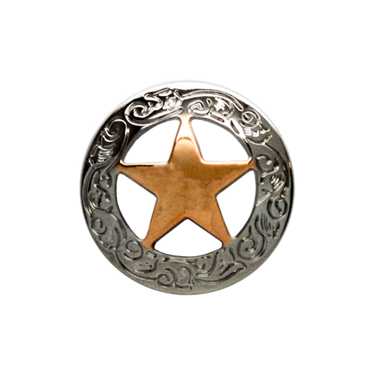 Engraved Star Concho 1 inch Gold/Silver