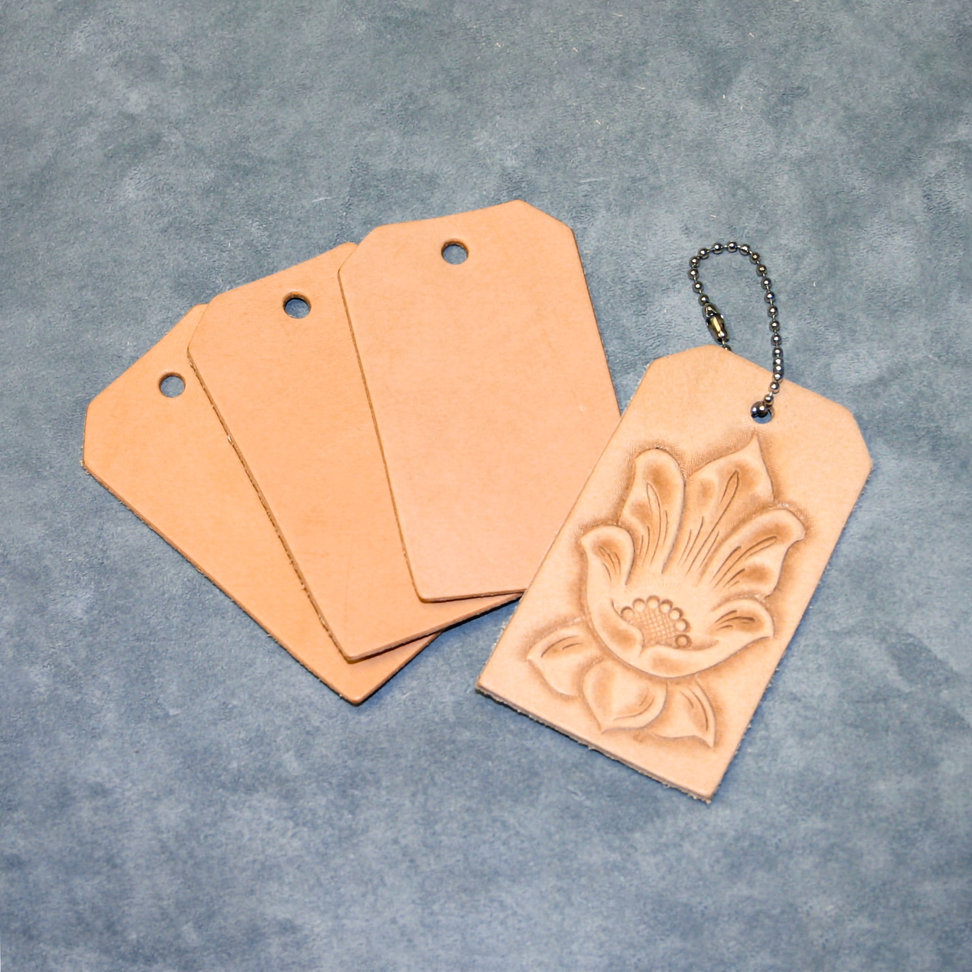 Small Leather Tag, Natural, 8/pk