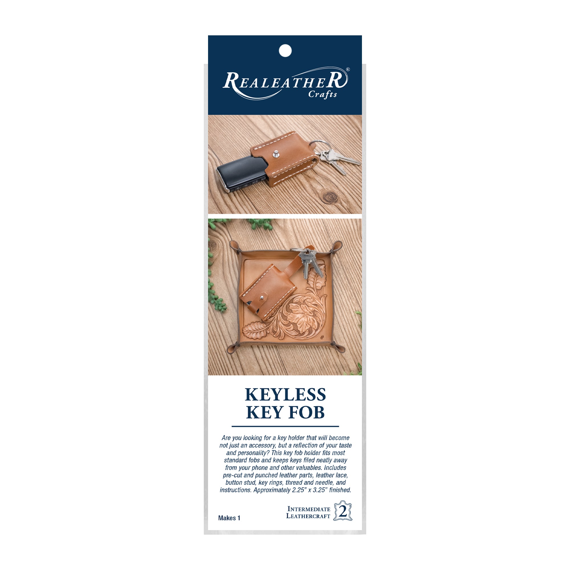 Keyless Car Fob Cover, Cognac Vermont