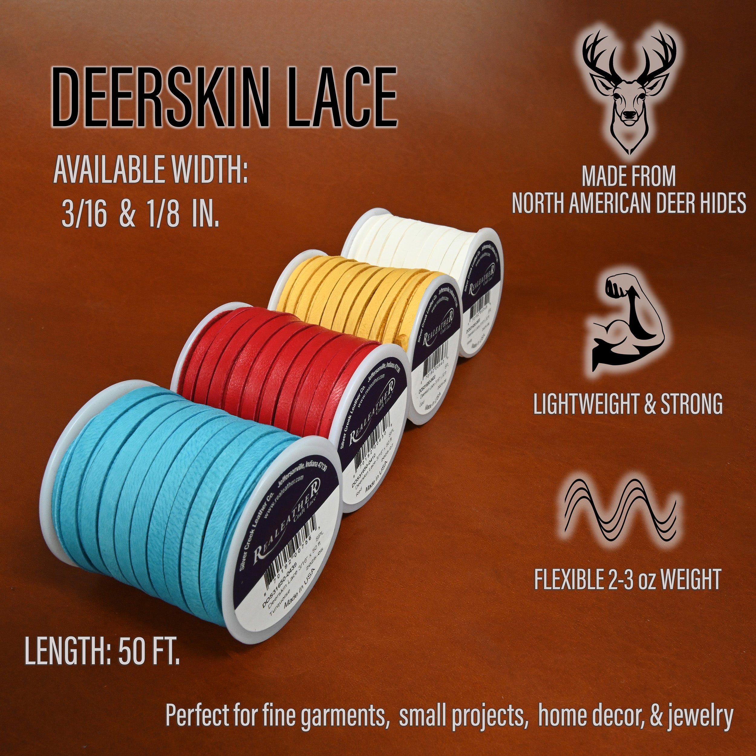 Deerskin Lace Spool, 1/8" x 50 ft