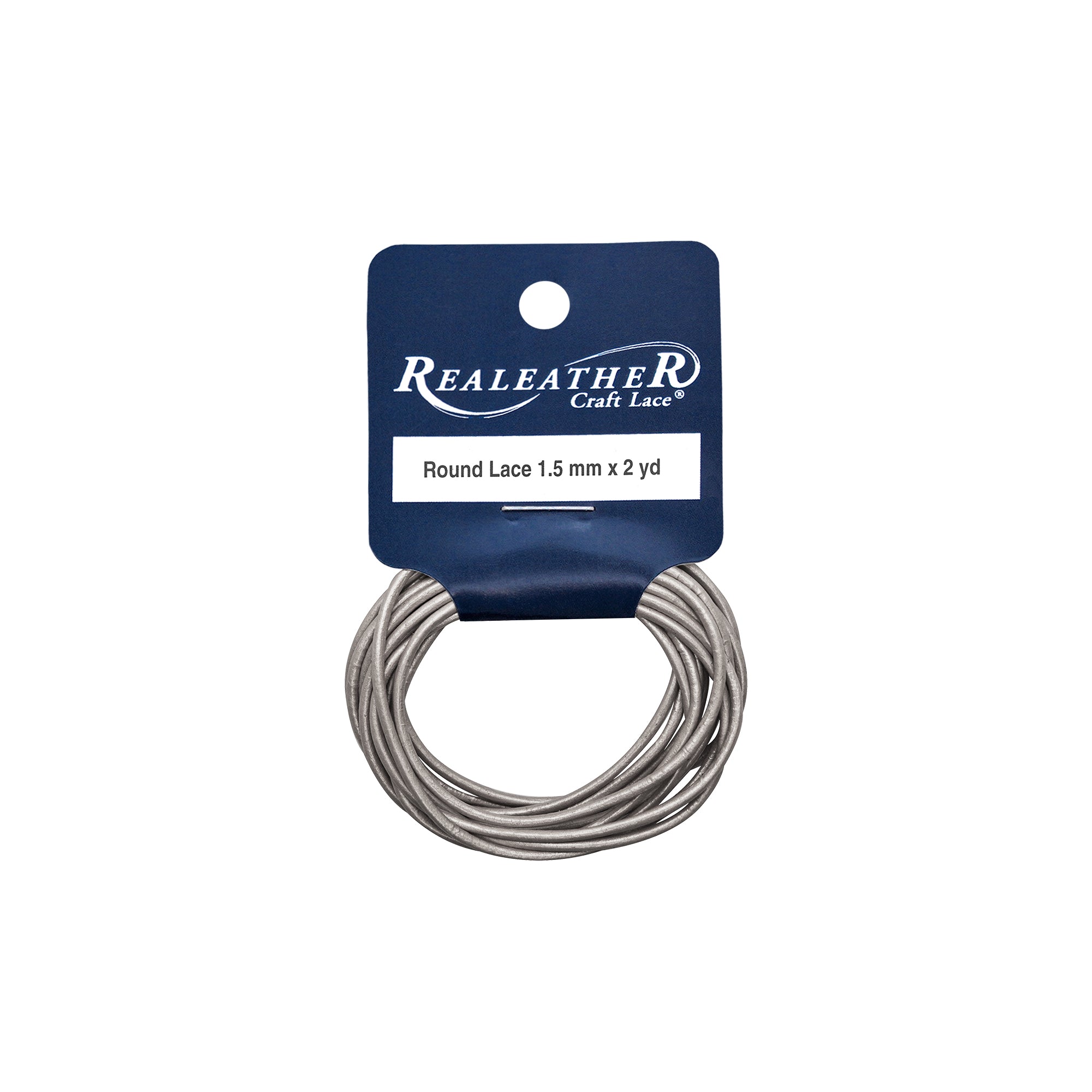 Round Lace Hank, 1.5 mm x 2 yd, Gray Metallic