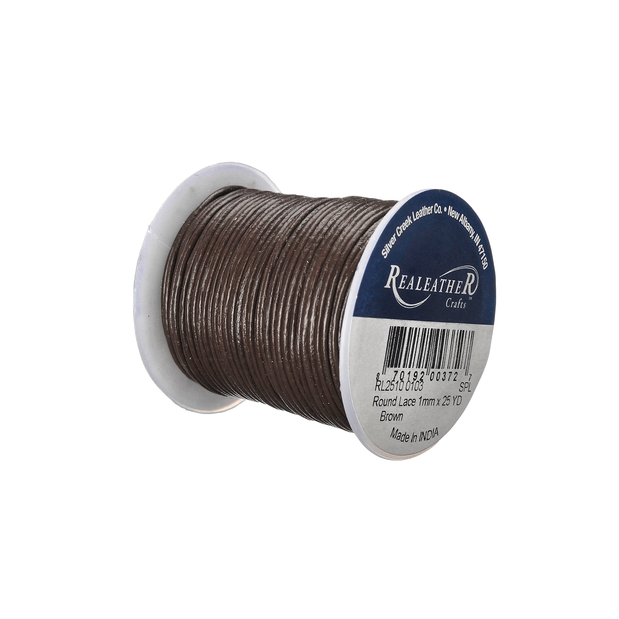 Round Lace Spool, 1 mm x 25 yd, Brown