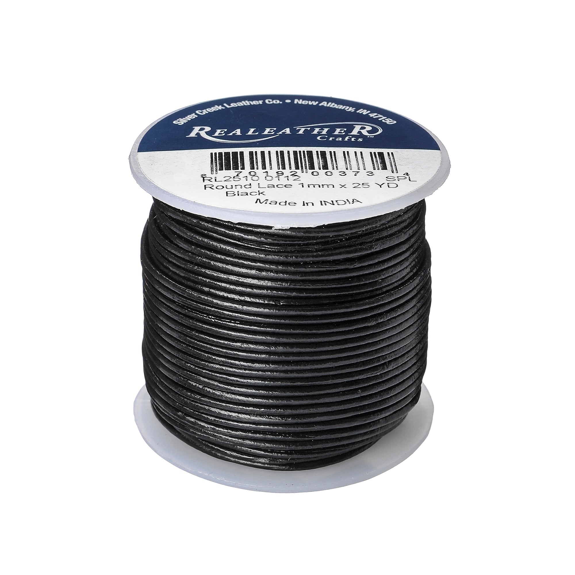 Round Lace Spool, 1 mm x 25 yd, Black
