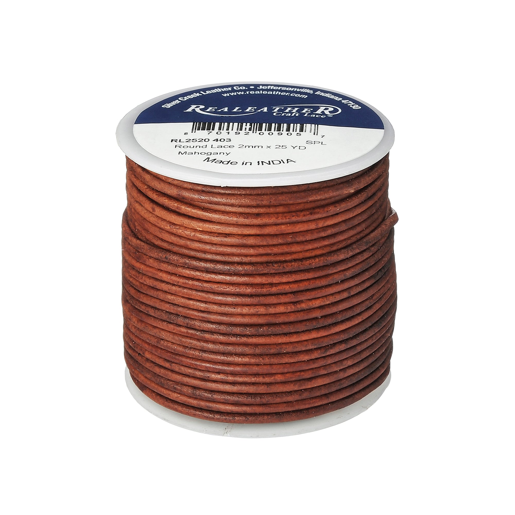 Round Lace Spool, 2 mm x 25 yd. Mahogany