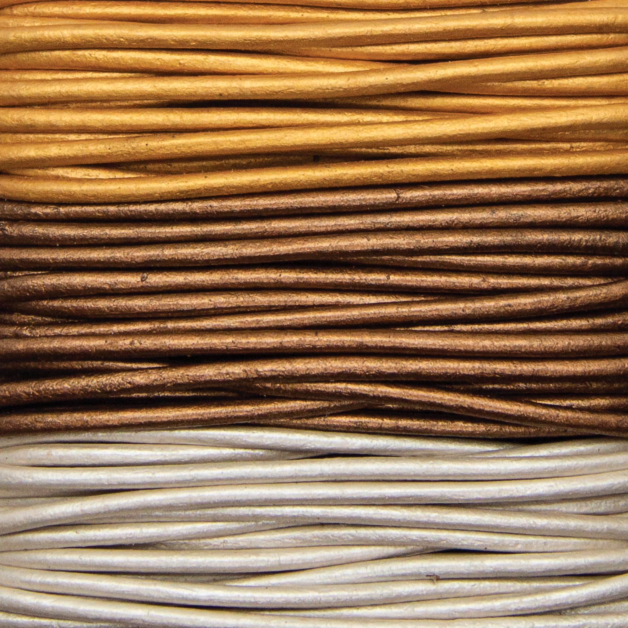 Round Lace Combo Card, 2 mm x 8 yd, Gold/Silver/Bronze