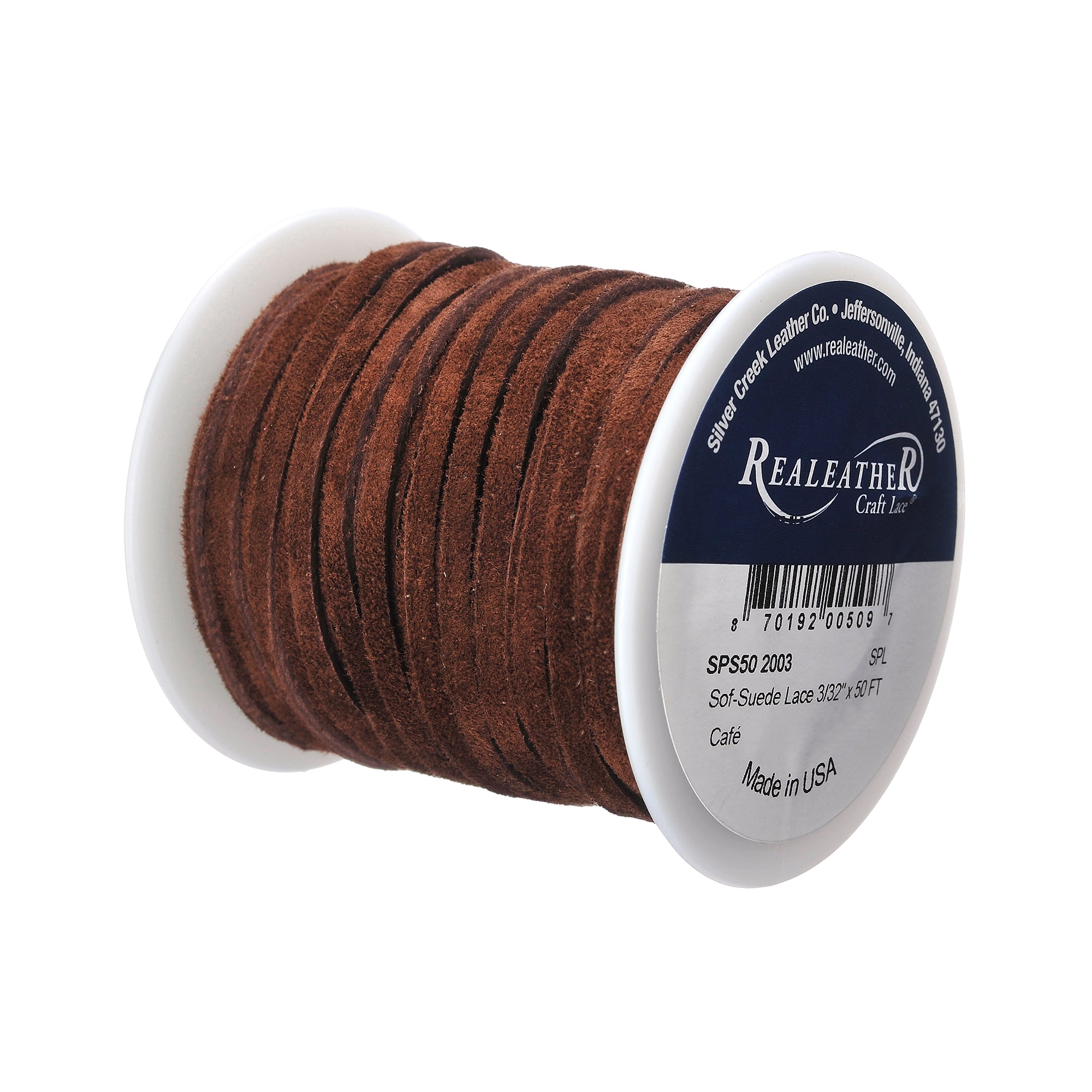 Sof-Suede Lace Spool, 3/32" x 50 ft, Chocolate